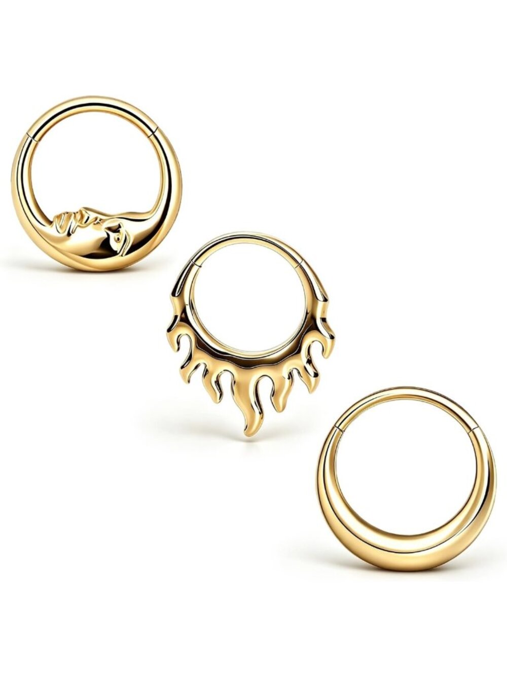 3 Pcs Nose Rings Hoops Set - Septum Clicker & Helix Conch Piercing Jewelry